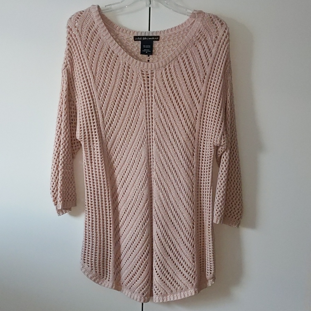 Light Pink, Open-knit Sweater